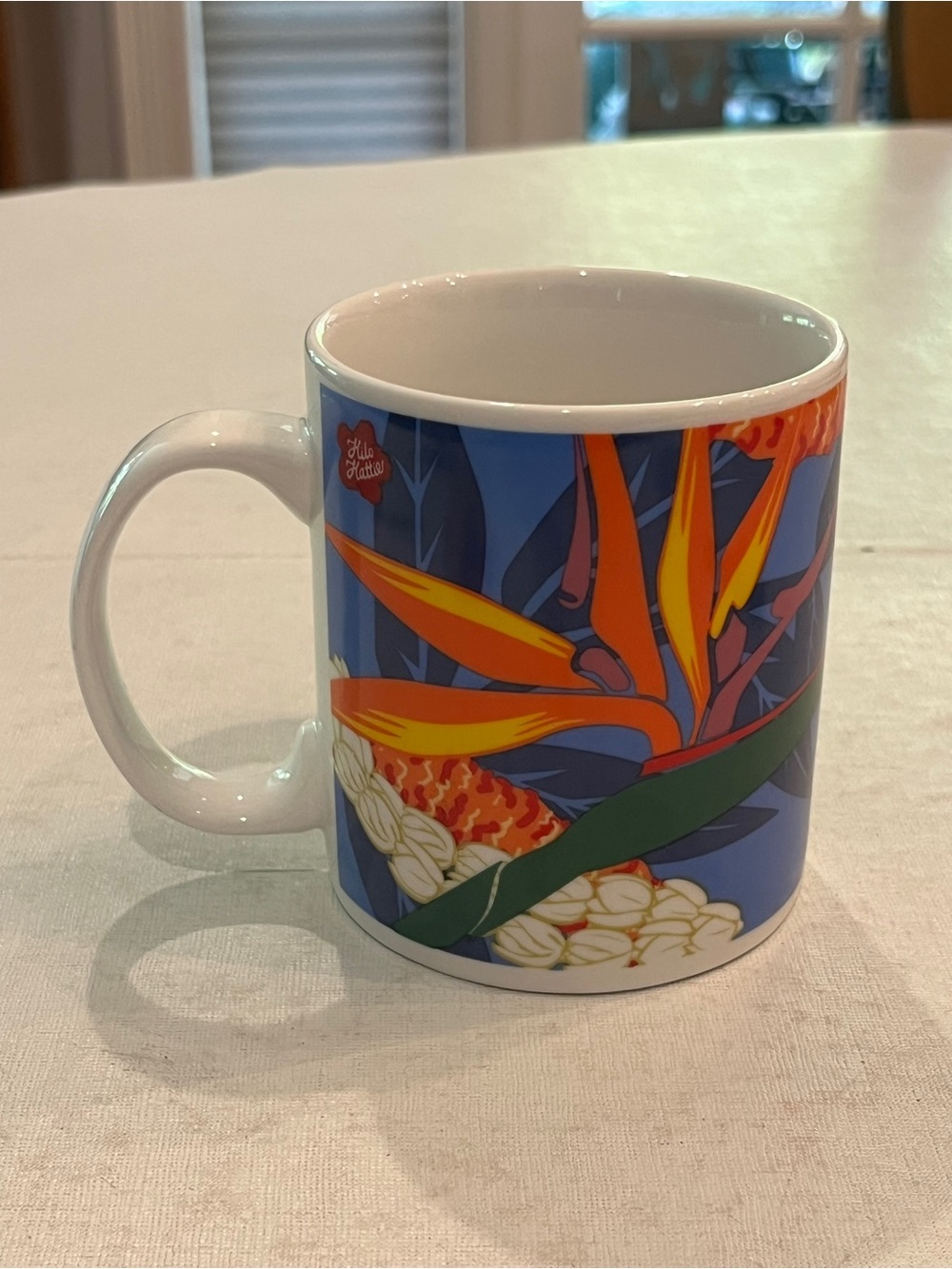 Vintage 1999 Hilo Hattie Hawaiian tropical floral Ceramic Coffee Mug.